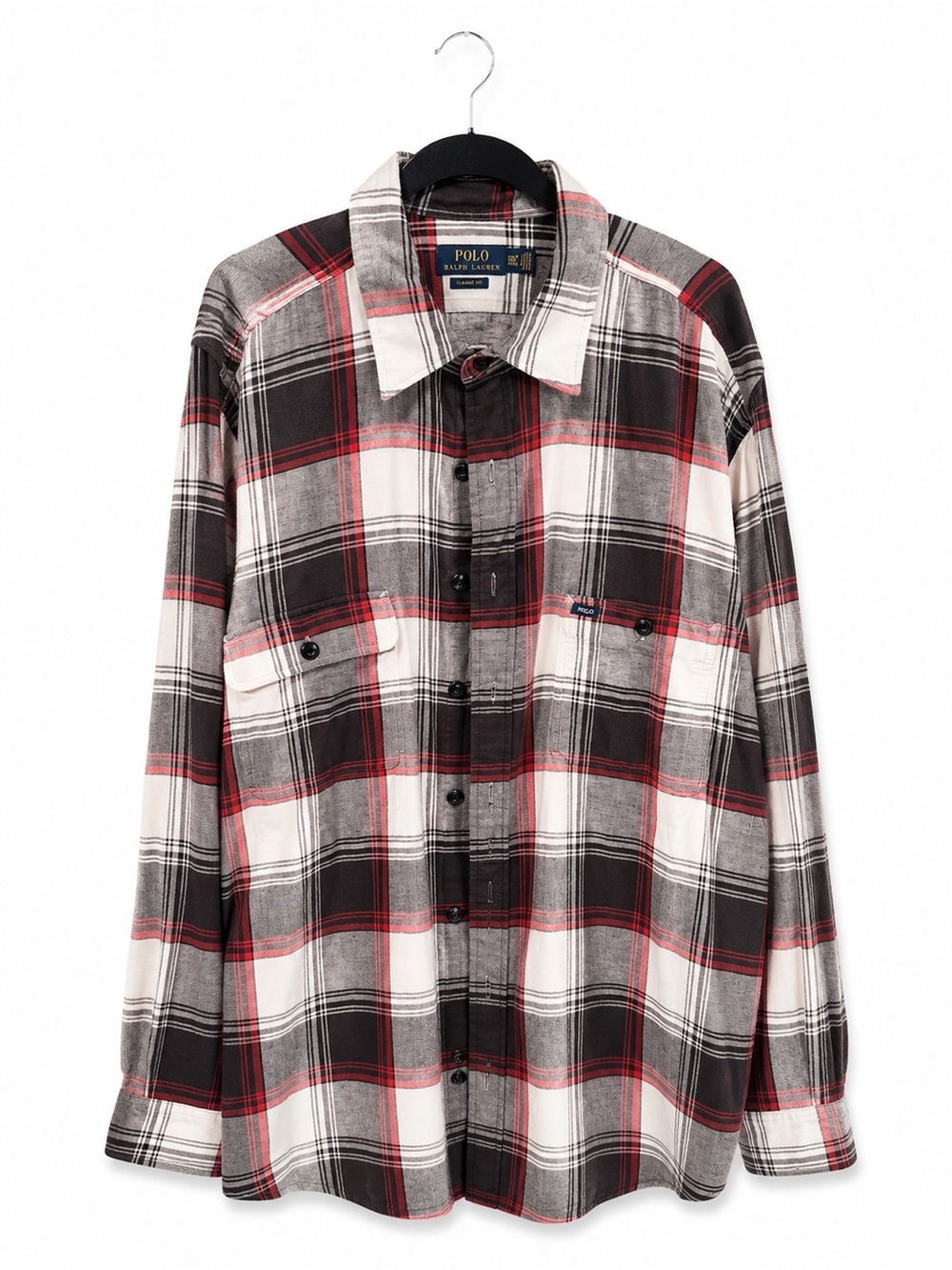 Polo by Ralph Lauren Black, White & Red Plaid Button-Down Shirt